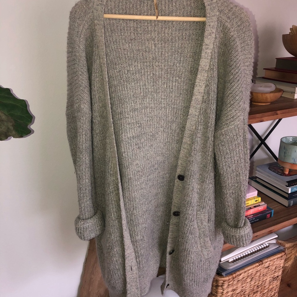 Free People Gray Sweater/Cardigan Duster